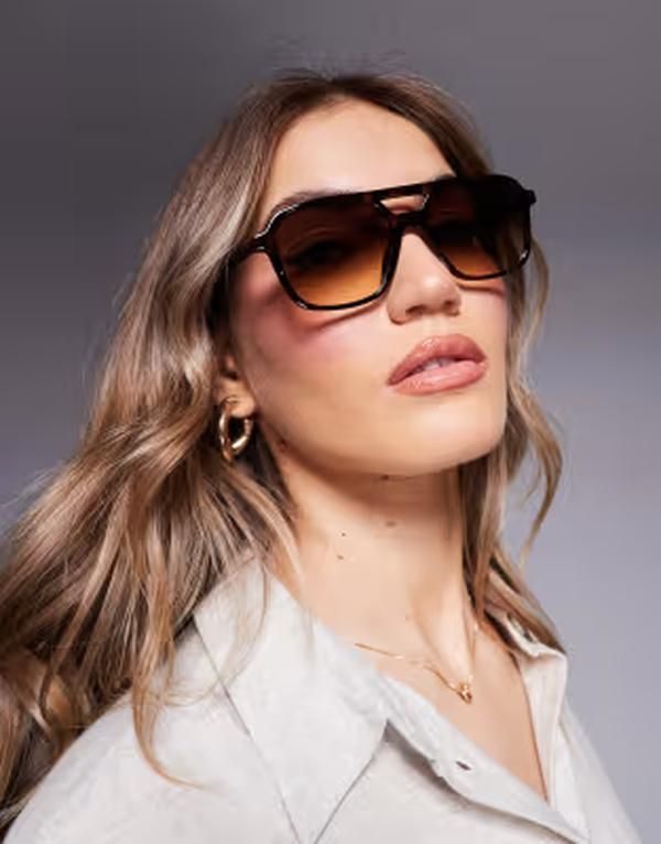 エイソス レディース アクセサリー サングラス・アイウェア ASOS DESIGN aviator sunglasses in tort frame BROWN ブラウン