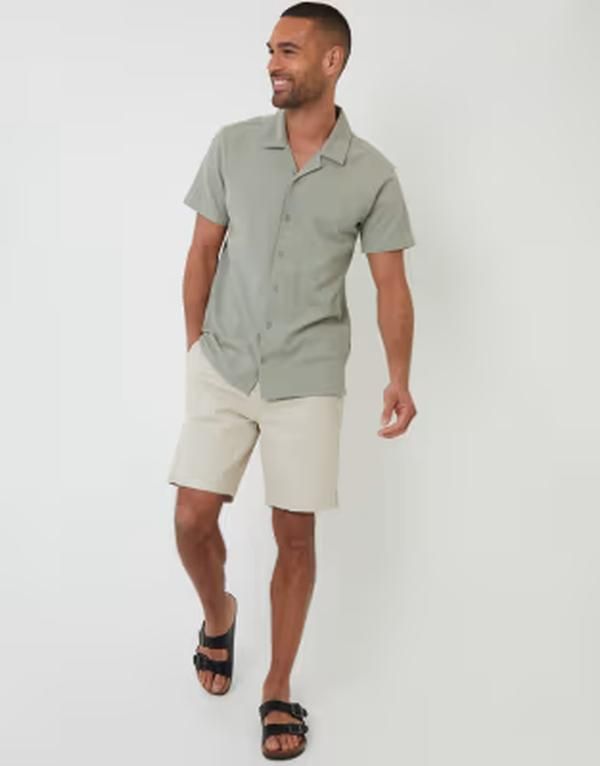 スリードベア メンズ トップス シャツ Threadbare short sleeve shirt in sage GREEN グリーン