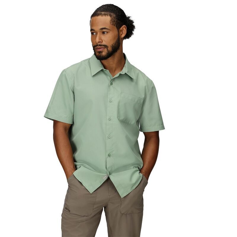 マーモット メンズ トップス シャツ 半袖 Marmot AirExchange SolarShield ShortSleeve Shirt Mens Agate Green グリーン