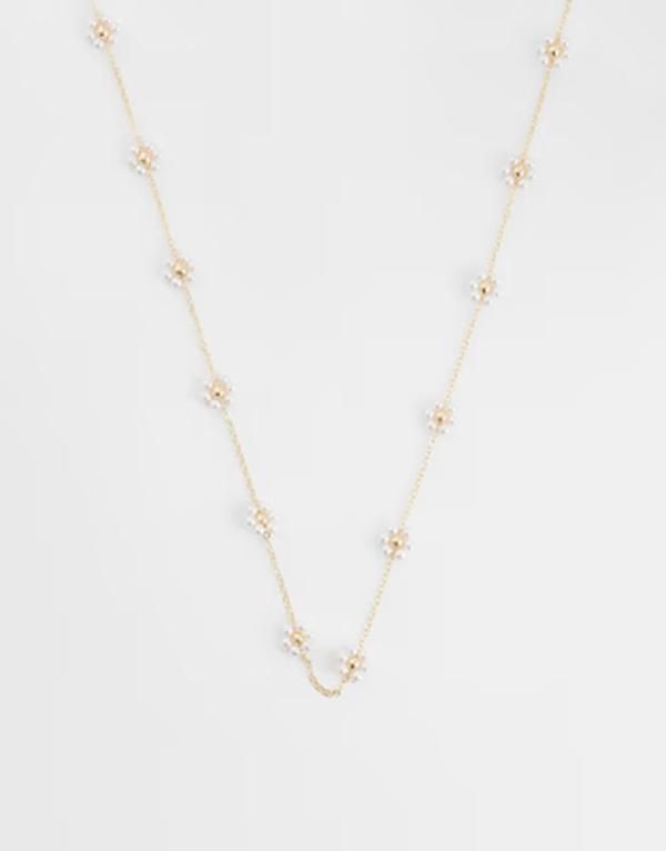 エイソス レディース アクセサリー ネックレス・チョーカー・ペンダントトップ レース ASOS DESIGNecklace with fauxpearl flowers tone GOLD ゴールド 5,760円