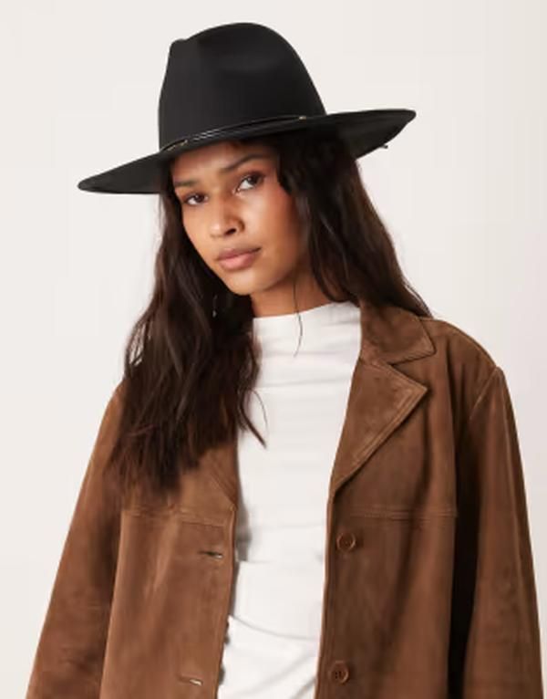 アクセサライズ レディース アクセサリー 帽子 Accessorize cowboy trim detail hat Black ブラック