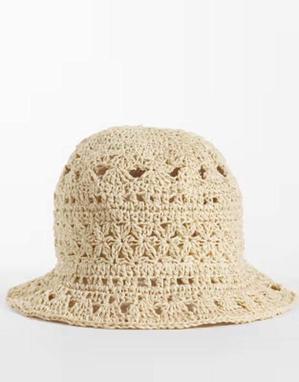 マンゴ レディース アクセサリー Tシャツ Mango Teen raffia sun hat BEIGE ベージュ