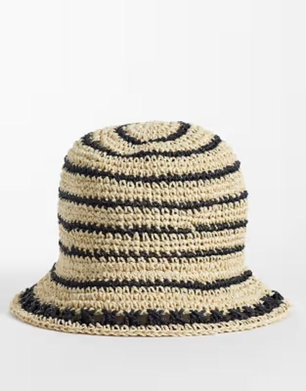 マンゴ レディース アクセサリー Tシャツ Mango Teen raffia sun hat and black stripes Multi マルチカラー 10,625円