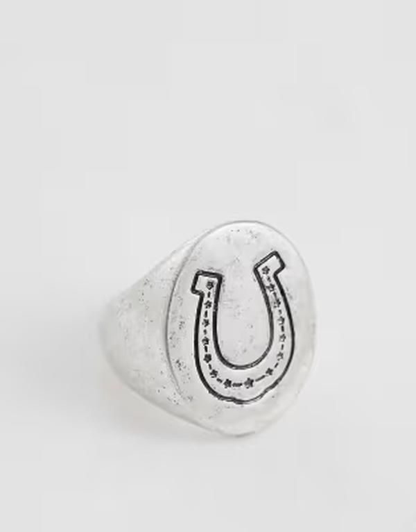 リクレイム ヴィンテージ レディース アクセサリー リング Reclaimed Vintage Unisex sketched horseshoe ring tone Silver シルバー