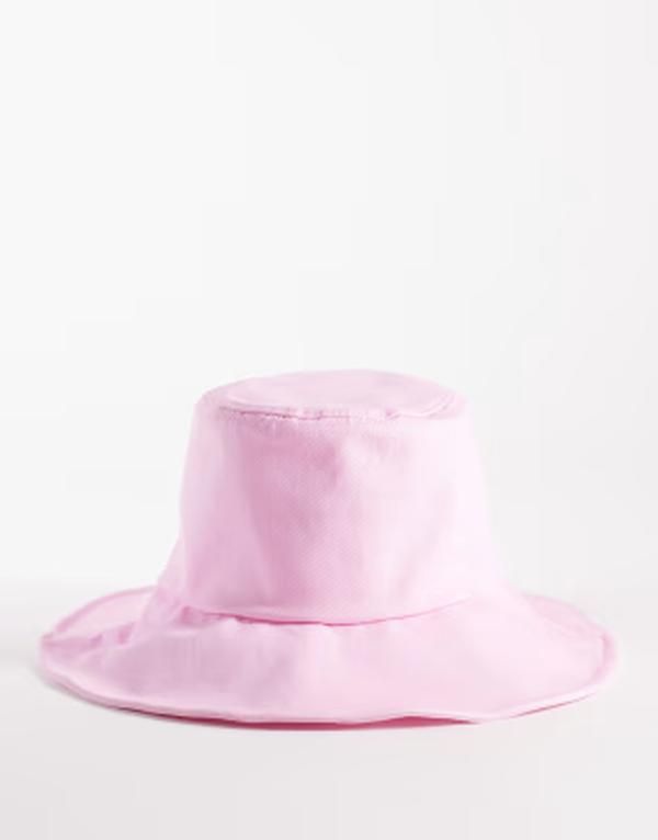 サウスビーチ レディース アクセサリー 帽子 South Beach wide brim canvas bucket hat in pale PINK ピンク