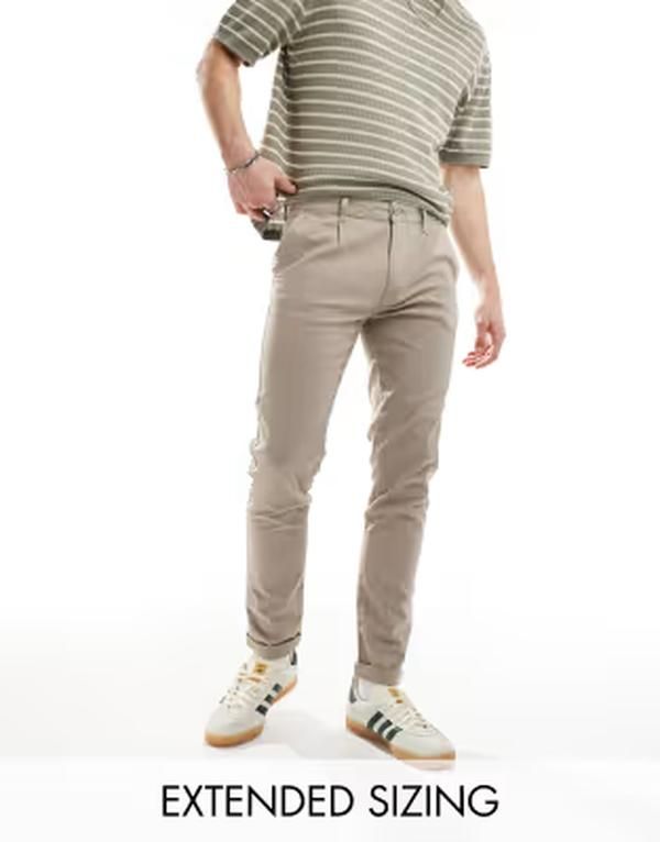 エイソス メンズ ボトムス カジュアルパンツ ASOS DESIGN skinny chino pants in washed Beige ベージュ