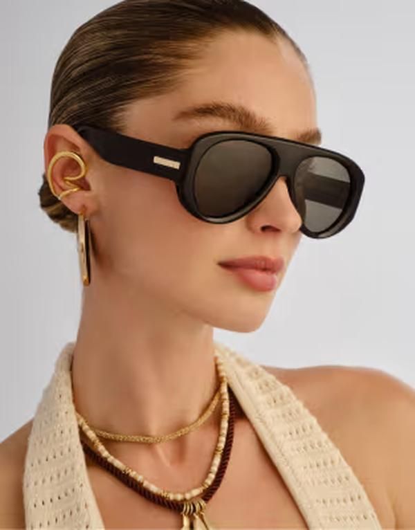 ルスペックス レディース アクセサリー サングラス・アイウェア Le Specs Dreamboat shield sunglasses with green polarized lens Black ブラック