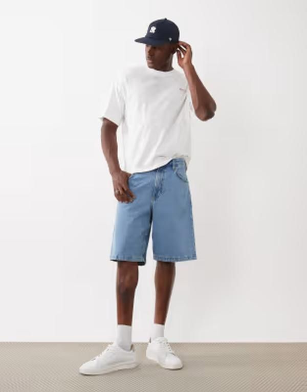 コットンオン メンズ ボトムス ハーフパンツ・ショーツ ショートパンツ デニム Cotton baggy denim shorts in verve BLUE ブルー