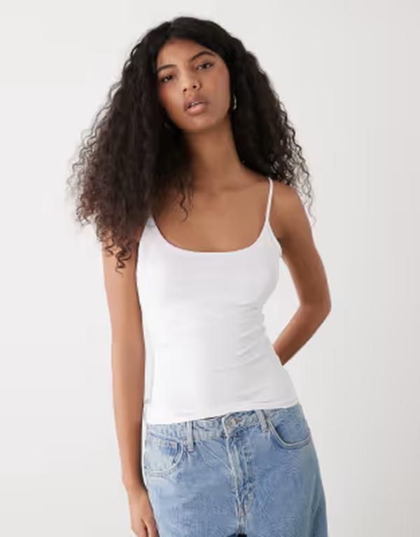 ウィークデイ レディース トップス ベスト Weekday strappy tank top White ホワイト