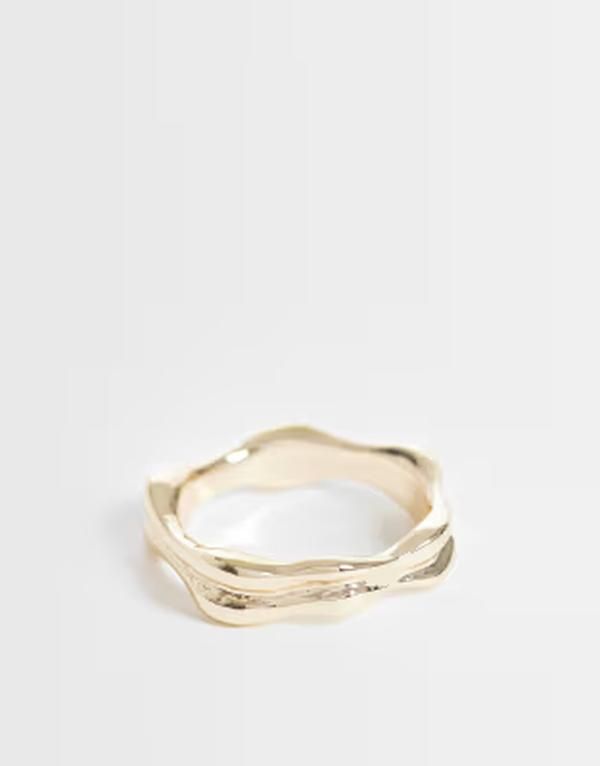 エイソス メンズ アクセサリー リング ASOS DESIGN wavy double row ringOLD ゴールド