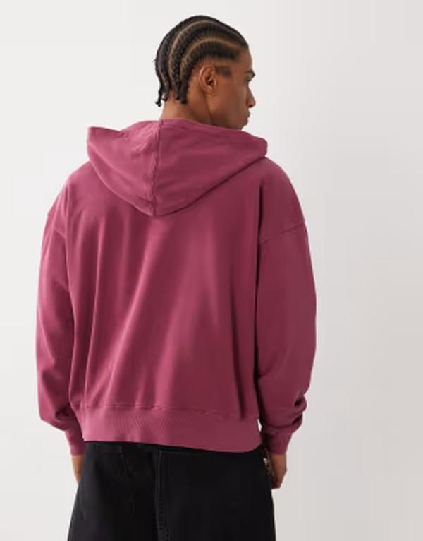 コットンオン メンズ アウター パーカー・スウェット Cotton zip up hoodie in crimson wash CRIMSON WASH クリムゾン