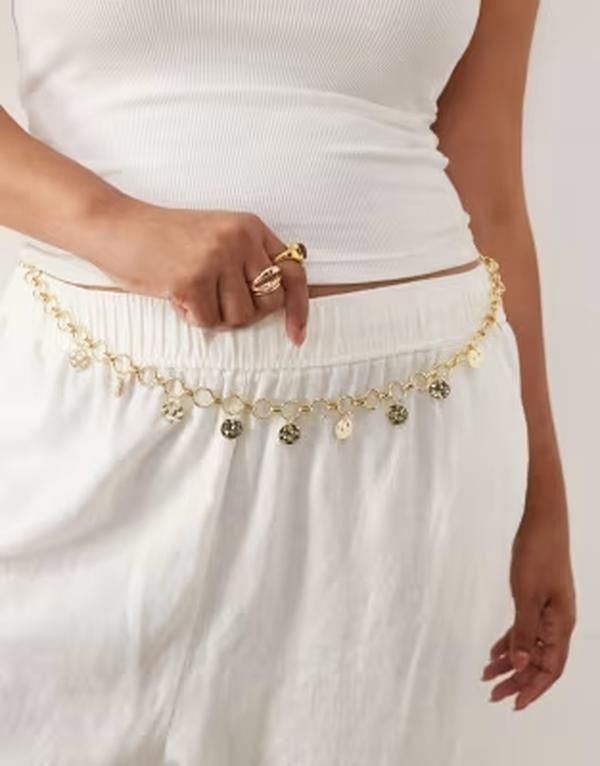 マイアクセサリーズ レディース ベルト My Accessories curve coin chain belt GOLD ゴールド