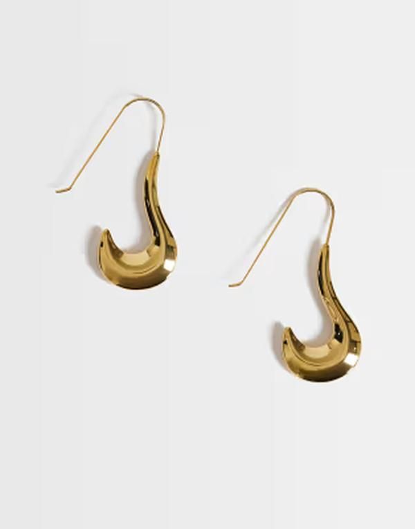 トップショップ レディース アクセサリー ピアス・イヤリング Topshop Claudia waterproof wavy drop hoop earrings in stainless GOLD ゴールド