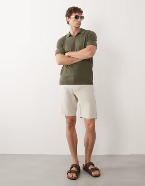 マンゴ メンズ ボトムス ハーフパンツ・ショーツ スリムフィット ショートパンツ リネン Mango 100 linen slim fit shorts BEIGE ベージュ