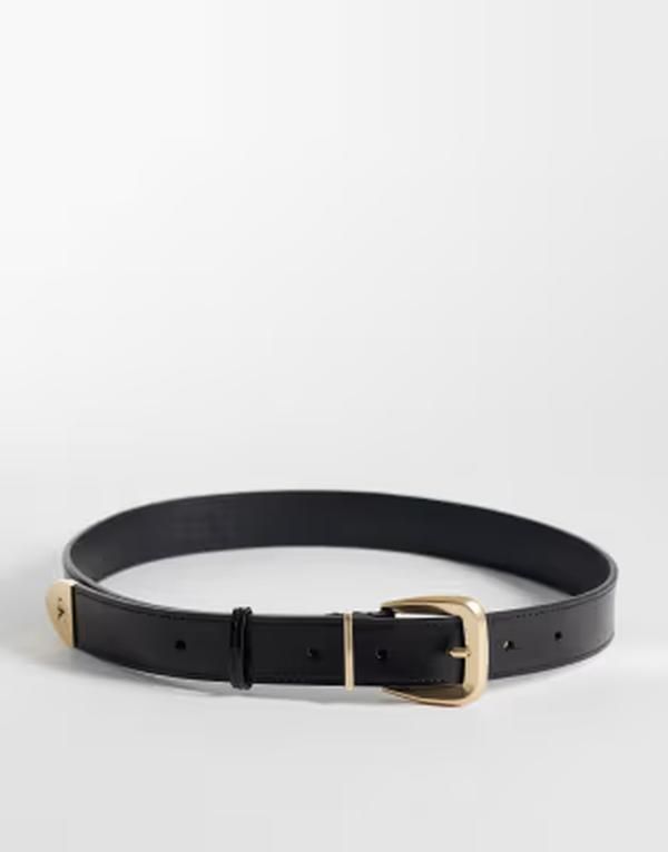 カルバンクライン レディース アクセサリー ベルト Calvin Klein belt with goldtone tip 30mm Black gold ブラック