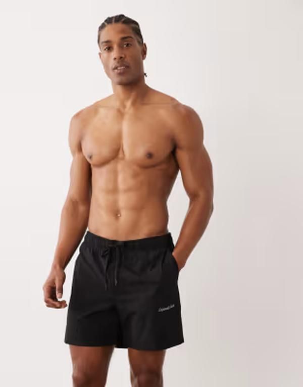 ジャック アンド ジョーンズ メンズ 水着 ハーフパンツ・ショーツ ショートパンツ ロゴ Jack Jones originals logo swim shorts Black ブラック