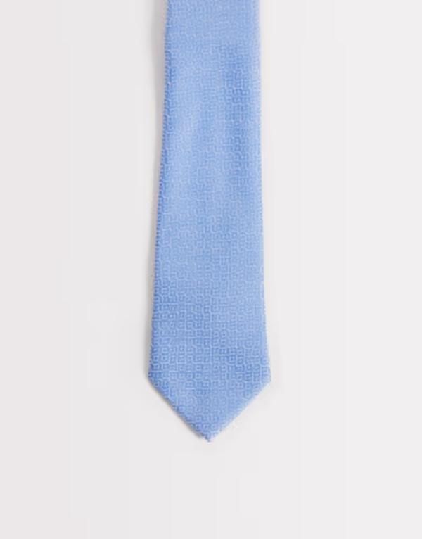 エイソス メンズ アクセサリー ネクタイ ASOS DESIGN greek wave textured necktie in light BLUE ブルー