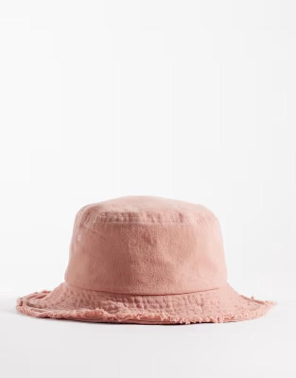 マイアクセサリーズ レディース 帽子 My Accessories frayedge bucket hat in clay PINK ピンク