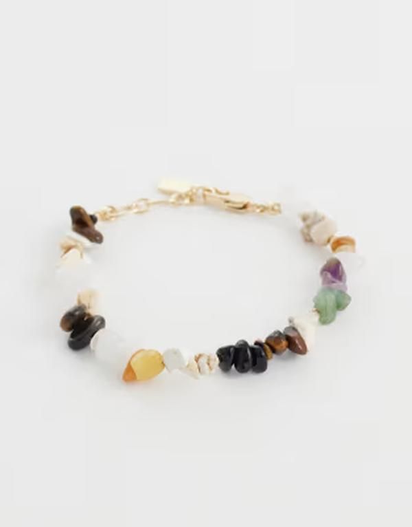 エイソス メンズ アクセサリー ブレスレット・バングル・アンクレット ASOS DESIGN mixed semiprecious chipping stone bracelet in multi マルチカラー 6,826円