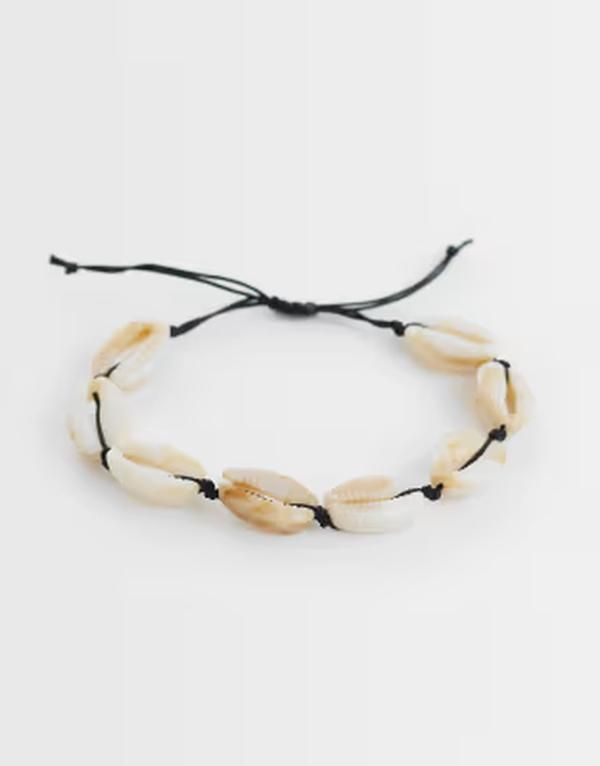 エイソス メンズ アクセサリー ブレスレット・バングル・アンクレット ASOS DESIGN cord and faux shell bracelet in cream クリーム