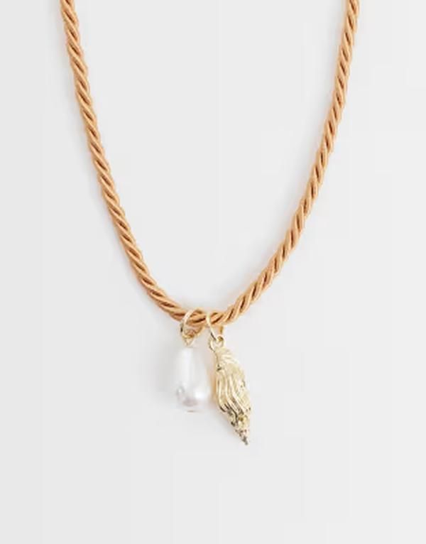 オンリー レディース アクセサリー ネックレス・チョーカー・ペンダントトップ レース ONLY seashells cord necklace in multi マルチカラー
