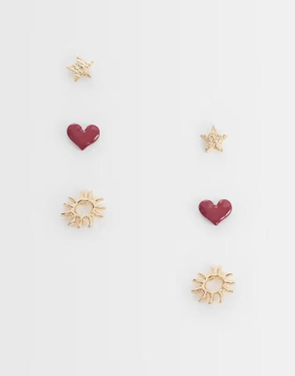 エイソス レディース アクセサリー ピアス・イヤリング ASOS DESIGN multipack of studs with enamel hearts and sun design tone GOLD ゴールド