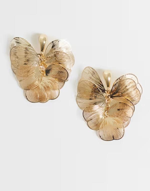 エイソス レディース アクセサリー ピアス・イヤリング フラワー柄 フラワー ASOS DESIGN stud earring with wire floral pendantone GOLD ゴールド