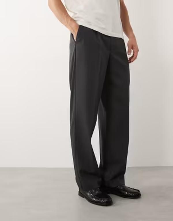 オンリーアンドサンズ メンズ ボトムス カジュアルパンツ ONLY SONS loose fitailored pants in dark Gray Melange グレー