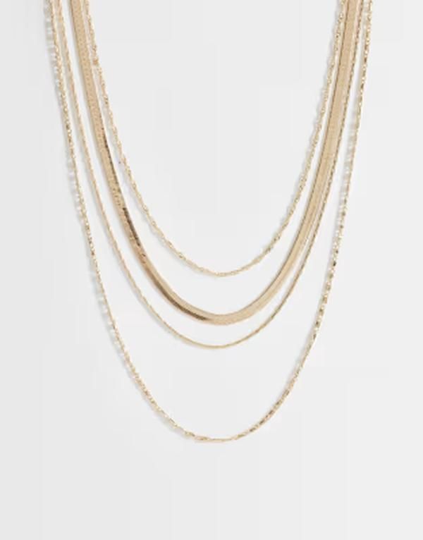 エイソス レディース アクセサリー ネックレス・チョーカー・ペンダントトップ レース ASOS DESIGN multirow necklace with mixed chains tone GOLD ゴールド