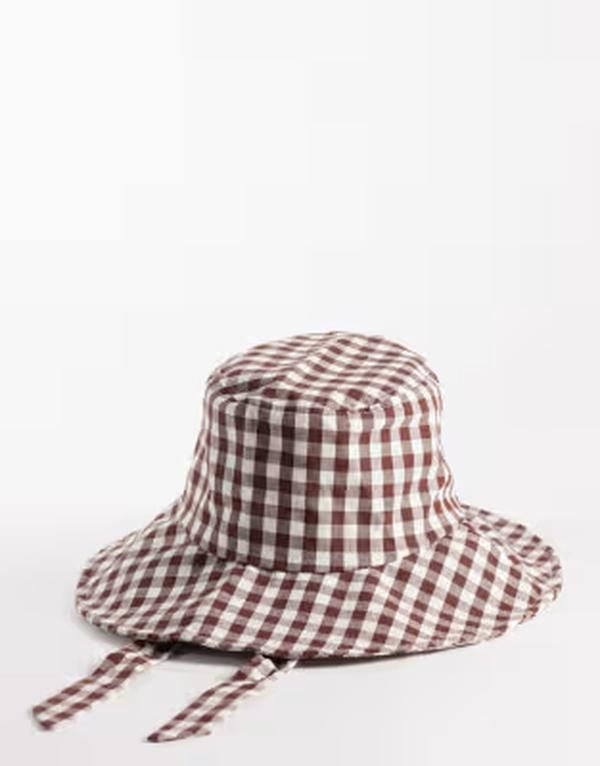 サウスビーチ レディース アクセサリー 帽子 ギンガムチェック ギンガム South Beach canvasun hat gingham BROWN ブラウン