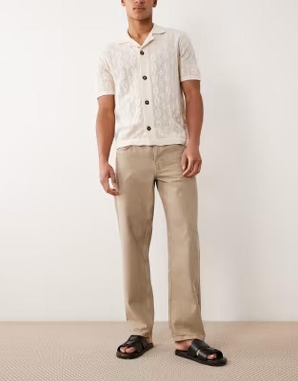 エイソス メンズ ボトムス デニムパンツ ジーンズ ASOS DESIGN straight jeans BEIGE ベージュ