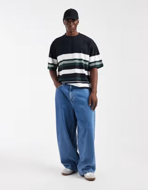 エイソス メンズ トップス Tシャツ ASOS DESIGN oversized Tshirt stripe Multi color stripe マルチカラー