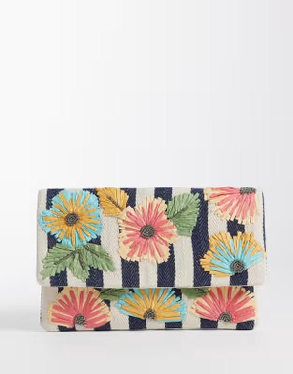 トゥルーデカデンス レディース バッグ フラワー柄 フラワー True Decadence striped and floral clutch purse in multi color Multi マルチカラー