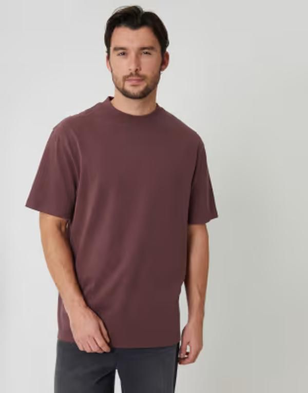 スリードベア メンズ トップス Tシャツ リラックスフィット クルーネック Threadbare crew neck relaxed fitshirt in plum プラム
