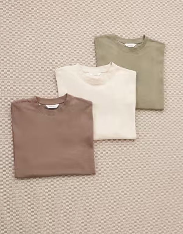 セレクティッド メンズ トップス Tシャツ Selected 3 pack oversized heavyweightshirts Vetiver ベージュ