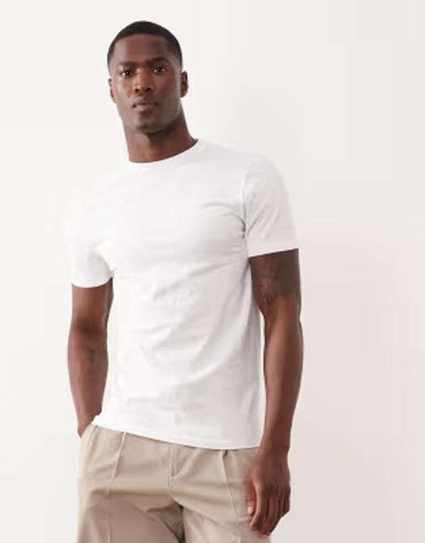 エイソス メンズ トップス Tシャツ ASOS DESIGN breatheMAX Lite slim Tshirt WHITE ホワイト