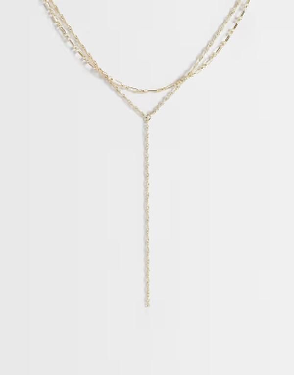 エイソス レディース アクセサリー ネックレス・チョーカー・ペンダントトップ レース ASOS DESIGN multirow lariat necklace with fine chain tone GOLD ゴールド