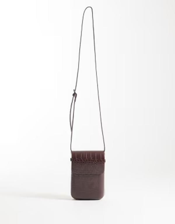 エイソス メンズ バッグ ASOS DESIGN crocrossbody bag BROWN ブラウン