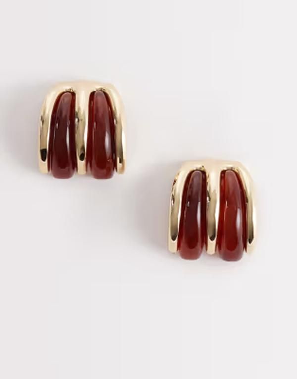 アルド レディース アクセサリー ピアス・イヤリング ALDO tayia chunky acetate band hoops BROWN ブラウン