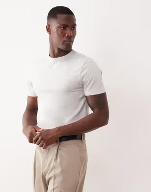 エイソス メンズ トップス Tシャツ ASOS DESIGN breatheMAX Lite slim Tshirt Lunarock グレー