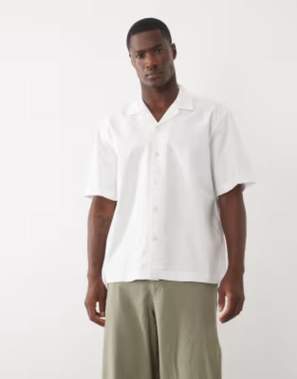 セレクティッド メンズ トップス シャツ コットン Selected 100 cotton short sleeve shirt White ホワイト