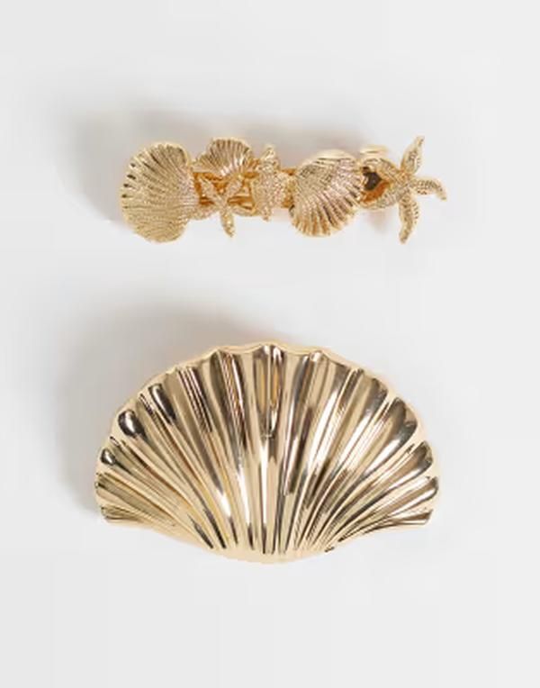 オンリー レディース アクセサリー ONLY 2pack seashell hairclips GOLD ゴールド