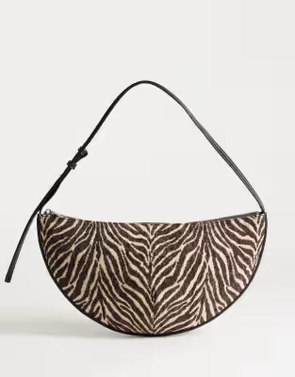 トップショップ レディース バッグ Topshop Curly medium canvascoop shoulder bag in zebra アニマル