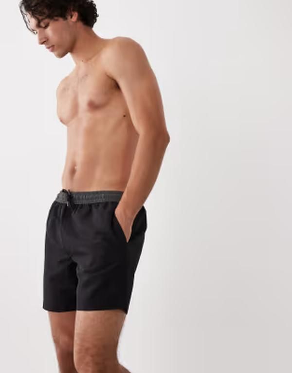 リバーアイランド メンズ 水着 ハーフパンツ・ショーツ ショートパンツ River Island color block swim shorts Black ブラック