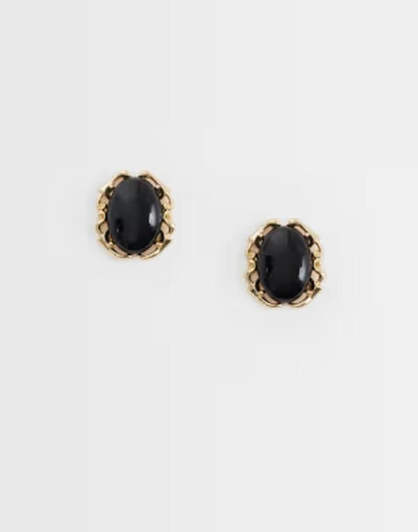 エイソス レディース アクセサリー ピアス・イヤリング ASOS DESIGN stud earrings with black stone setting tone Black ブラック