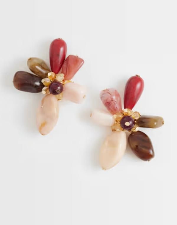 エイソス レディース アクセサリー ピアス・イヤリング ASOS DESIGN flower stud earrings with mixed resin petals and PINK ピンク