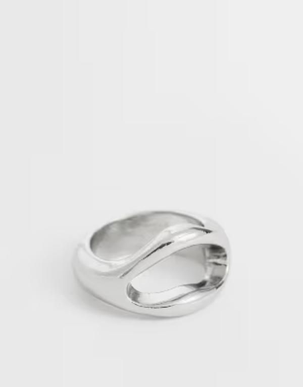 エイソス メンズ アクセサリー リング ASOS DESIGN open top molten ring tone SILVER シルバー