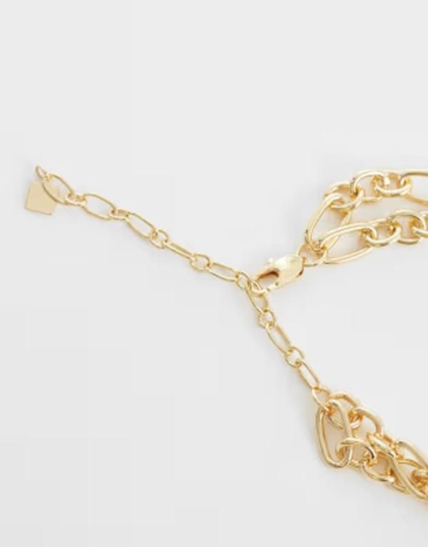 エイソス レディース アクセサリー ネックレス・チョーカー・ペンダントトップ レース ASOS DESIGN multirow chainecklace with molten pendant lariat detail tone GOLD ゴールド