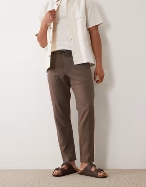 セレクティッド メンズ ボトムス カジュアルパンツ リネン Selected linen blendrawstring pants Chocolate torte チョコレート 21,815円