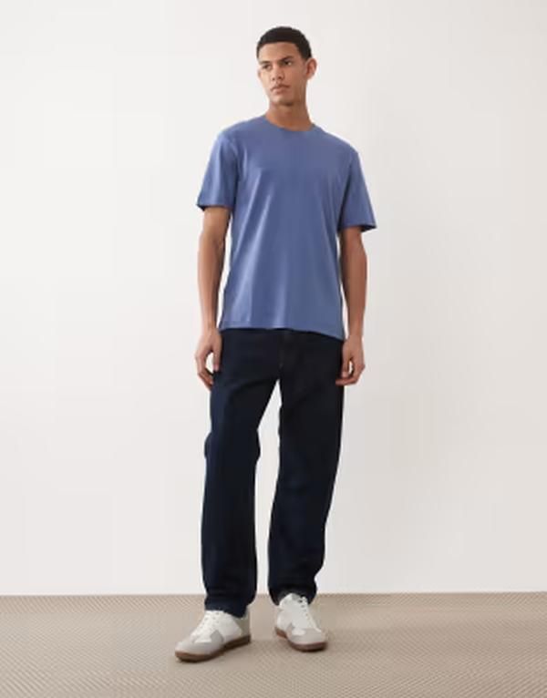 マンゴ メンズ トップス Tシャツ レギュラーフィット コットン Mango 100 cotton regular fitshirt in mid LIGHT BLUE ブルー